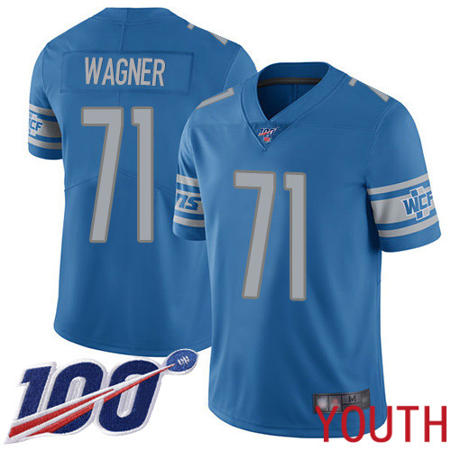 Detroit Lions Limited Blue Youth Ricky Wagner Home Jersey NFL Football #71 100th Season Vapor Untouchable